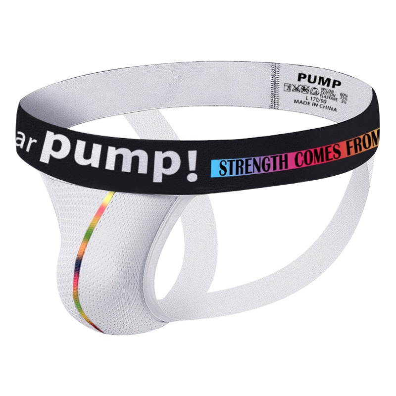 PUMP! Cross-border TEMU sexy low waist men's underwear sexy sports fitness mesh breathable thong shorts MP294