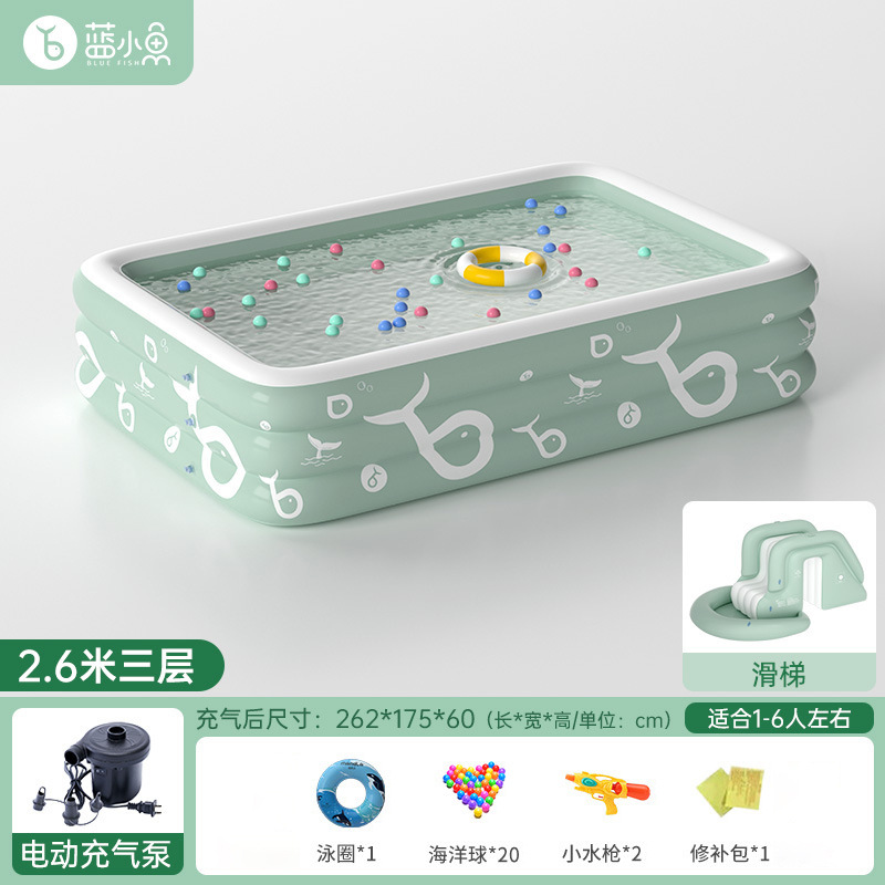 Picture of Household adult children outdoor inflatable swimming pool thickened children swimming pool baby play pool with slide sunshade