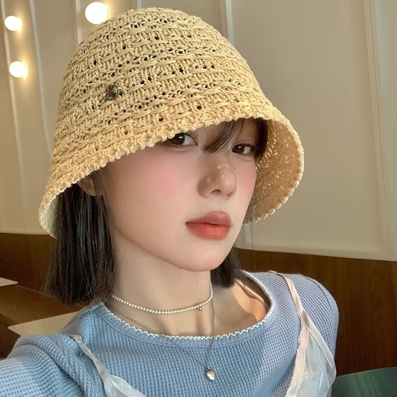 Picture of Fisherman Hat Women's Spring and Summer New Arrival Women's Lace Fashionable Japanese Bucket Hat Simple Sunscreen Hat Showface Small Basin Hat