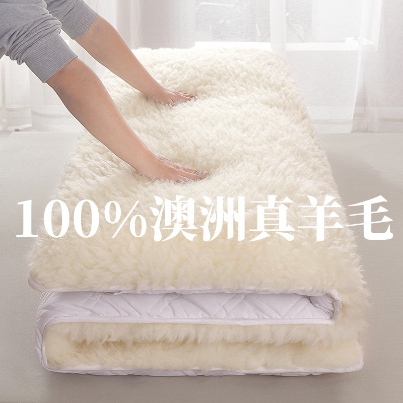 100 Real Wool Pure Wool Australian Wool Mattress Autumn and Winter Thickened Warm Cold Resistant Bedding Single Dormitory Cushion Wholesale