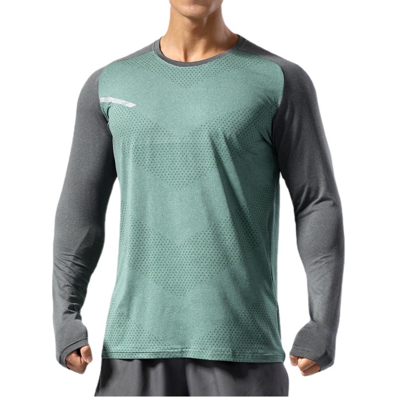 Autumn and Winter Breathable Round-Neck High-Elastic Training Sports Long-Sleeved Tops Outdoor Running Sports Quick-Drying Long-Sleeved Tops for Men