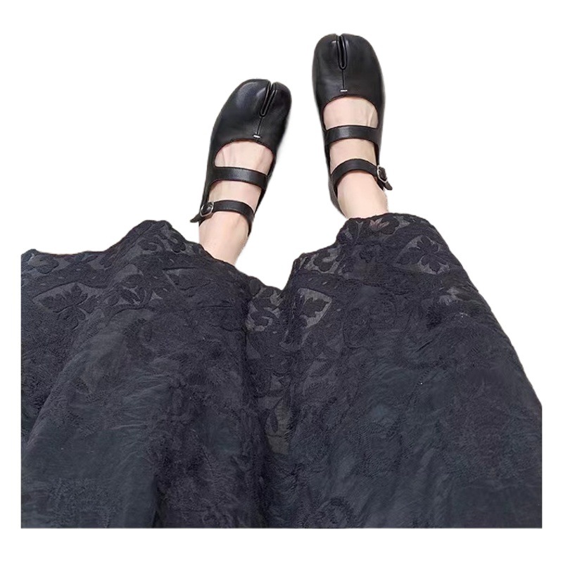 Grape Mom's Autumn New One-word Buckle Pig's Trotter-toe Shoes Mary Jane Women's Shoes Leather Flat Shoes