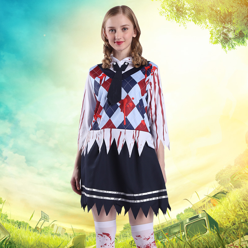 Kick Rice Halloween Ghost Festival Horror Bloody Student Uniform Bloody Adult Female Student Clothing Export Japanese Clothing