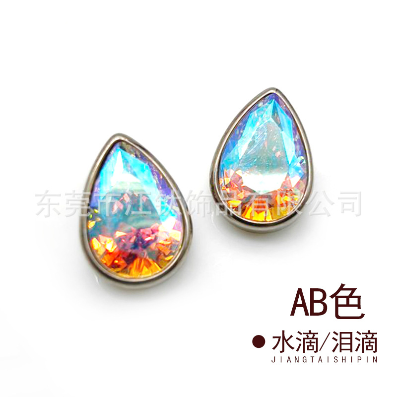 Picture of F136 titanium drop earring inlaid with 5A zircon G23 titanium alloy implant pole human body puncture jewelry teardrop ear bone nail