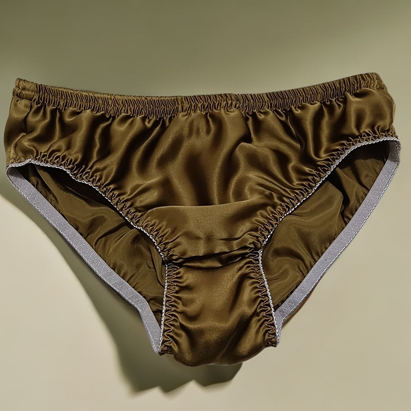 Cross-border Mulberry Silk Men's Briefs Mid-waist Silk Underwear Lightweight Breathable Non-binding Leggings Comfortable