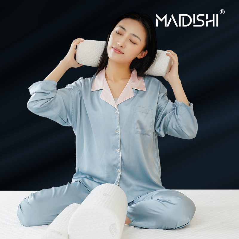 Picture of Neck Pillow Round Head Pillow Cervical Pillow Memory Foam Pillow Core Cylindrical Pillow Cervical Pillow Cervical Pillow Lumbar Pillow
