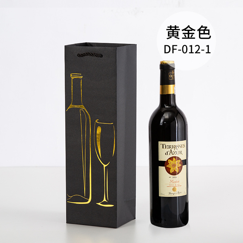 Picture of Red Wine Portable Paper Bag in Stock Hot Stamping Practical Red Wine Gift Packaging Bag Wine Portable Paper Bag Wholesale