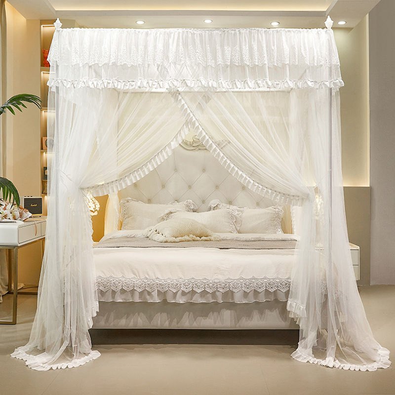 Solid Color Simple Palace Mosquito Net Three-door Floor-to-floor Increase Height Household Mosquito Net Bedding Nantong Home Textile