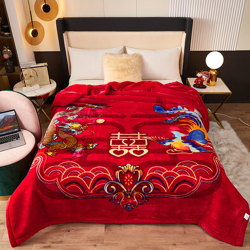 Picture of Raschel Blanket Double Thickened Blanket Super Soft Fleece Blanket Cover Blanket Wedding Red Blanket Warm Blanket Gift Wholesale