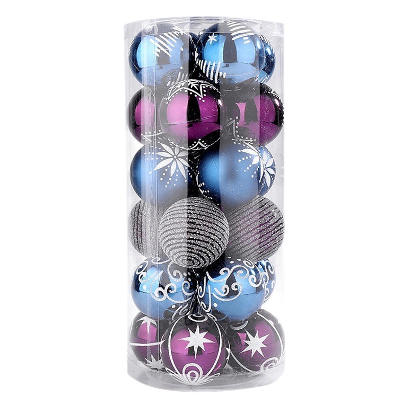 Amazon cross-border 6cm/24 blue purple color painted ball suit Christmas tree decorative ball gift Christmas ball