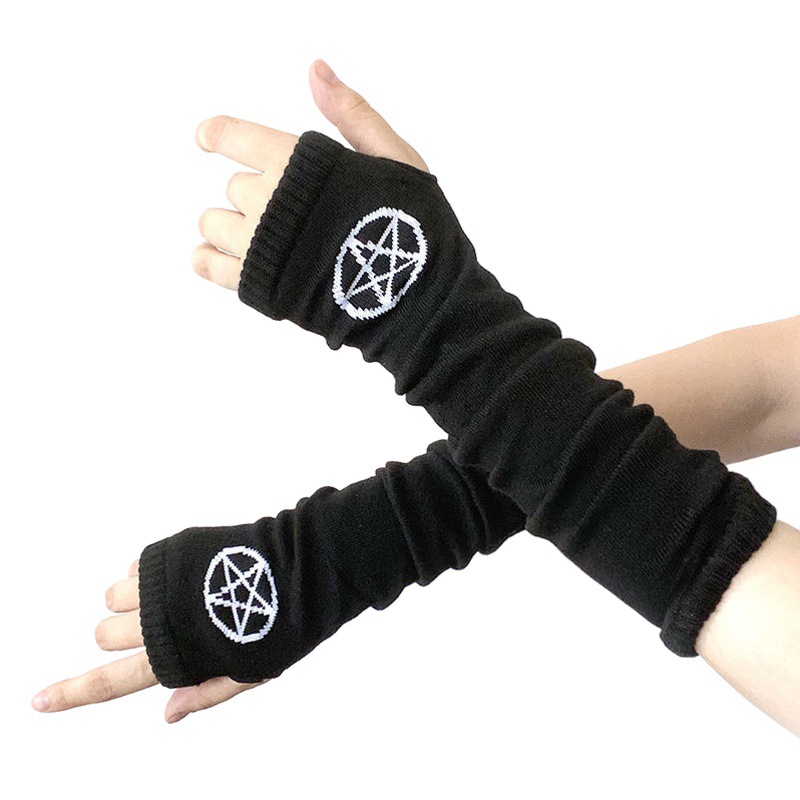 Knitted Sleeve Cross-border Hot Sale Ninja cos Finger Long Gloves Moon Sun Cross Punk Sleeve Cover