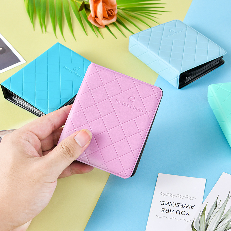 Square Pattern 3 Inch Cute Mini Photo Album Korean Style Ins Student Small Fresh and Fresh Para Photo Paper 36 Storage Card Album
