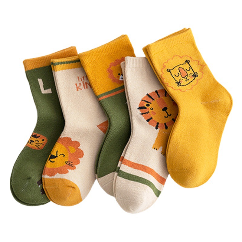 Children's socks autumn and winter tube socks boys and girls cartoon animal breathable baby socks spring and autumn children's cotton socks