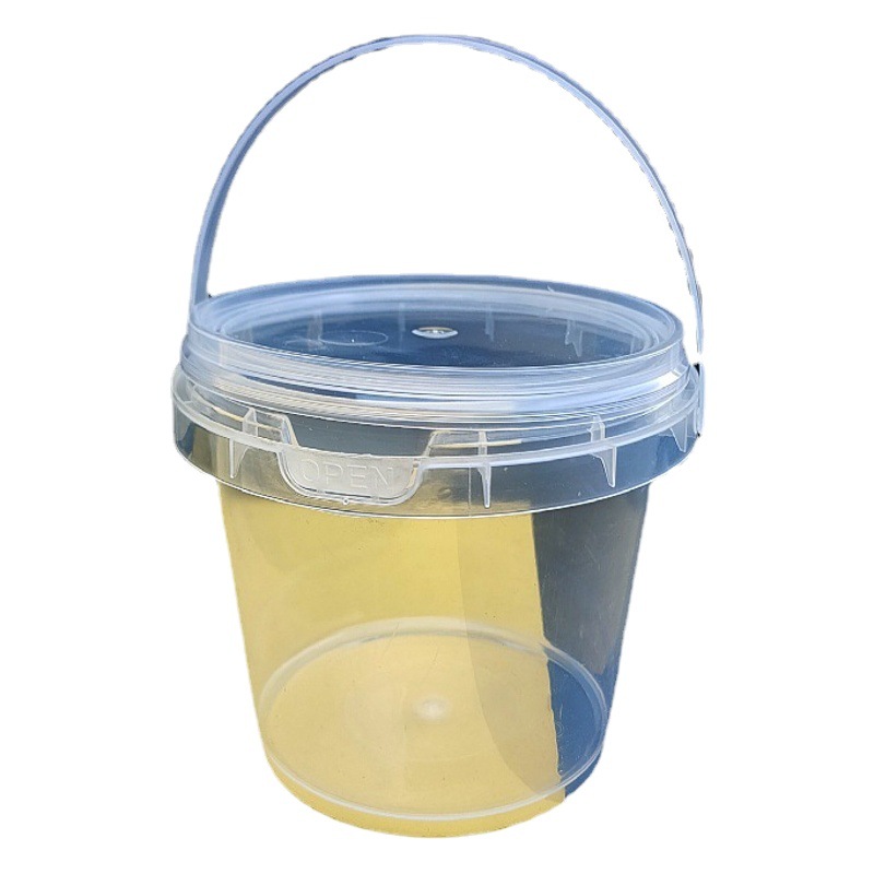 0.5L2L Litre Portable Plastic Storage Barrel with Lid Food Color Mud Sand Bucket Toy Crystal Mud Sealed Milk Tea Bucket