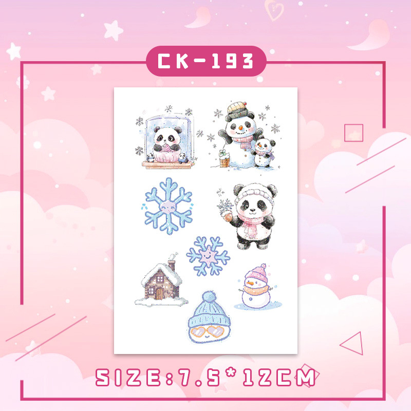 Glitter Christmas Stickers Tattoo Stickers Washable Waterproof Lasting Fun Cartoon Style Children's Arm Face Stickers