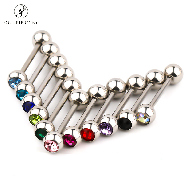 Picture of Stainless Steel Tongue Rings, Piercing Jewelry for Hot Girls, Lip Studs, Nipple Studs, Tongue Studs, Titanium Steel Tongue Studs, Cross-Border Multi-Color Ins Style