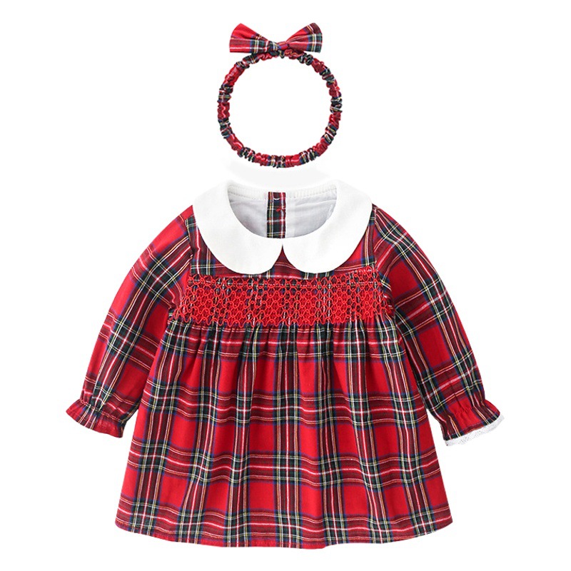 Baby dress Autumn and Winter British Style Paid Skirt suit 0-3 Years Old Chanel Style Female Baby Girl Dress