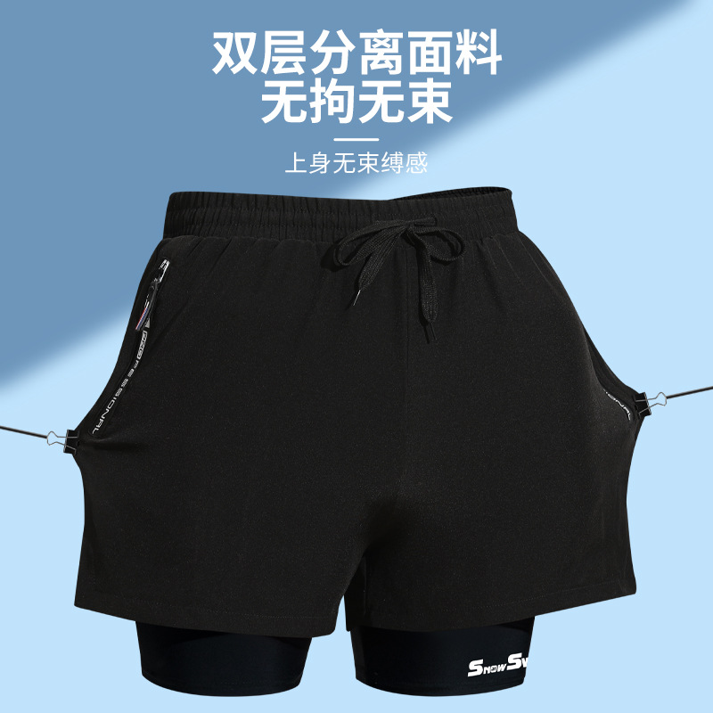 Picture of Men's double-layer swimming trunks boxer adult quick-drying anti-embarrassment swimming trunks beach pants hot spring swimming equipment suit