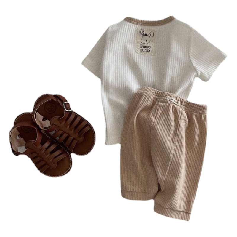Baby Summer Suit Korean Style Children's Clothing Baby Summer Clothing 2024 New Boys Short-Sleeved Shorts Two-Piece Set Thin Section