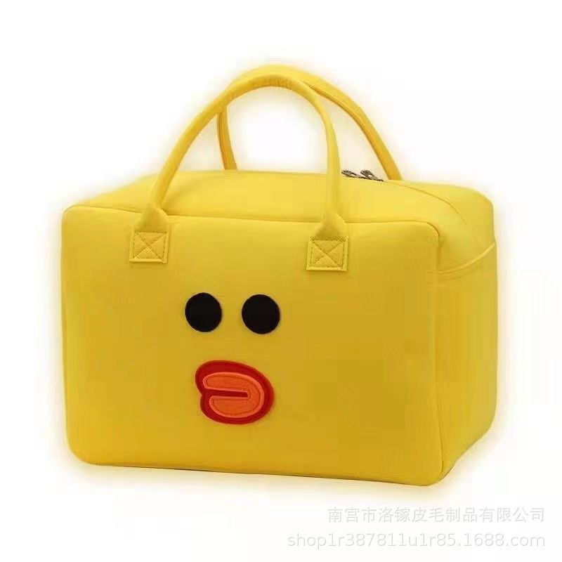 Cartoon travel bag soft girl large capacity luggage bag lightweight fashion Korean style fresh short distance felt portable clothing
