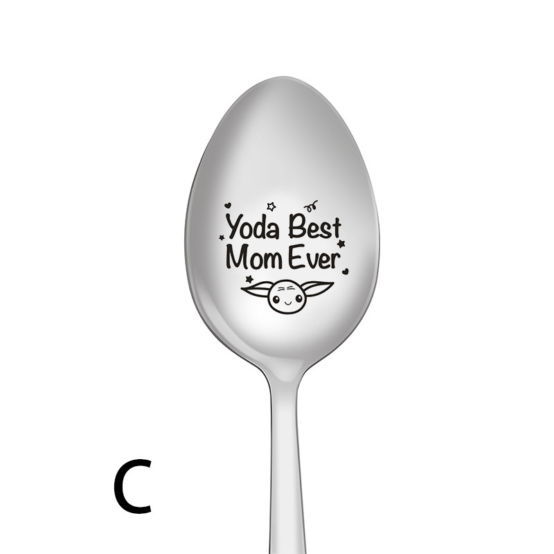 Picture of Long-Handled Stainless Steel Spoon, New Creative Mixing Spoon, Various Patterns and Engravings, Household Tableware Manufacturer Wholesale