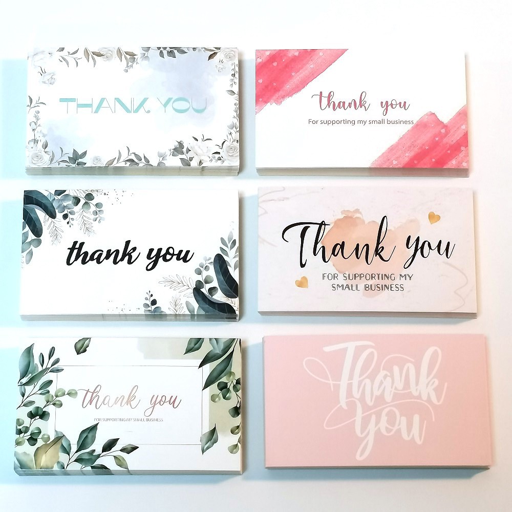 Picture of Amazon cross-border wholesale green leaf thank you card coated paper card thank you gift card pink packaging card