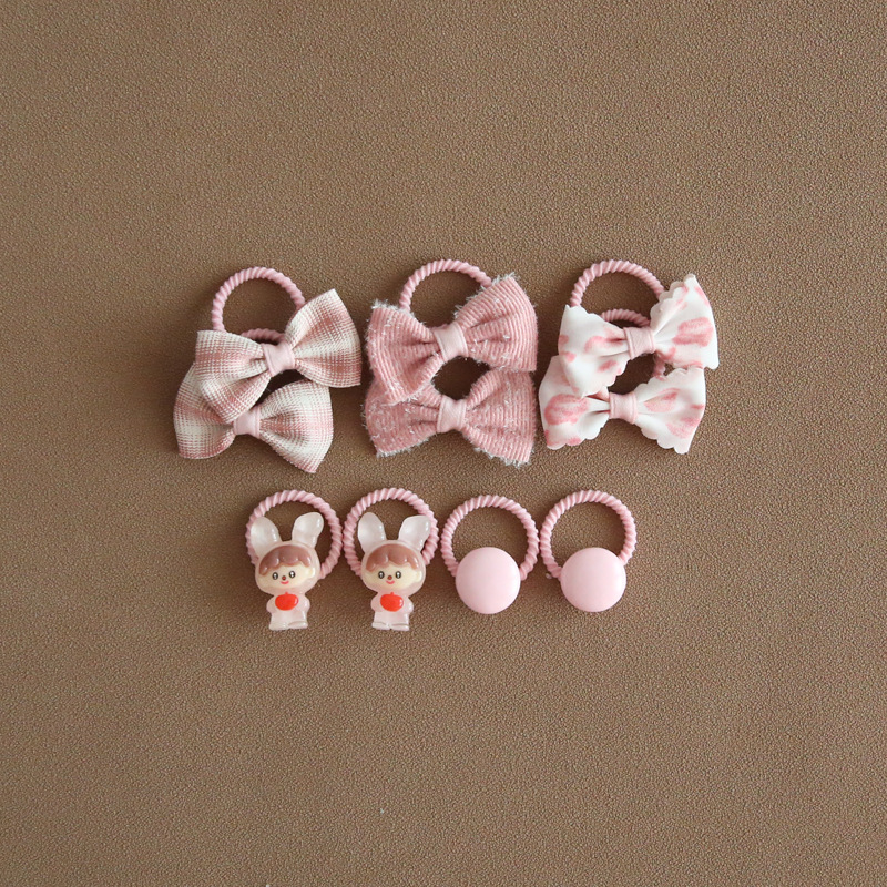 Picture of A152 factory wholesale children's cute headdress hair accessories baby mini bow thumb rubber band suit 1 set
