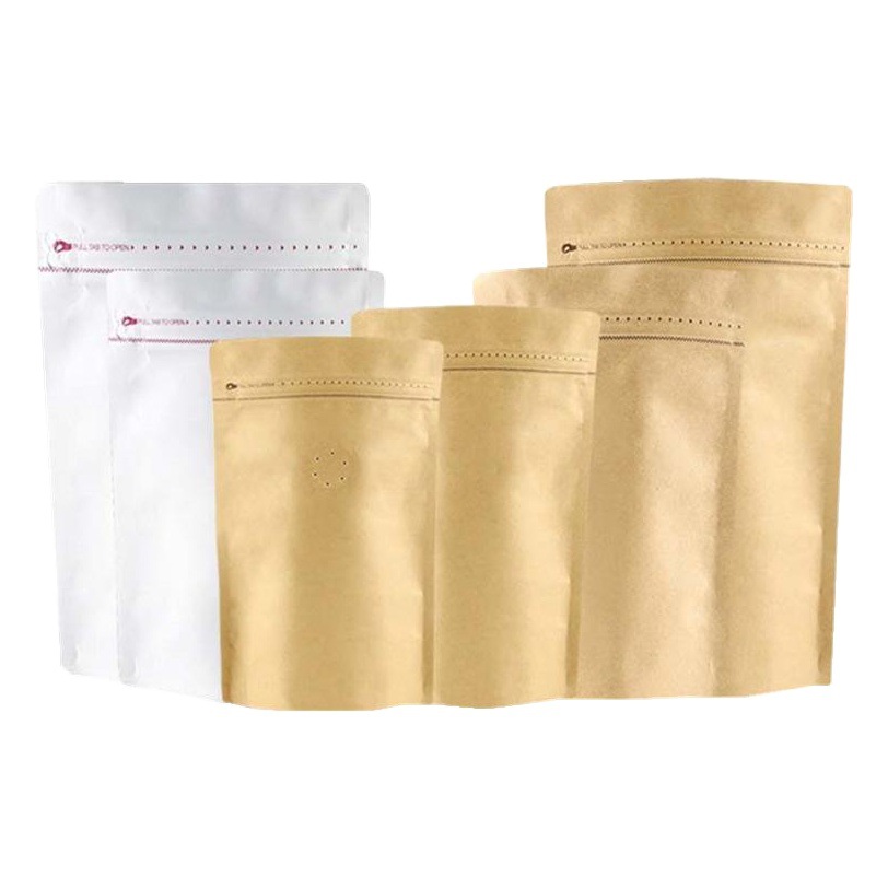 Shantou Liyuan coffee bag yellow Kraft paper self-standing bag air valve bag tea nut food bag factory direct sales