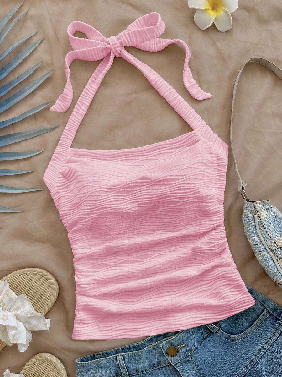 Picture of Ruihu Cross-Border Export European and American Sexy Vest 2025 Summer Beach Vacation Style Lace-Up Suspender Top Women's Clothing
