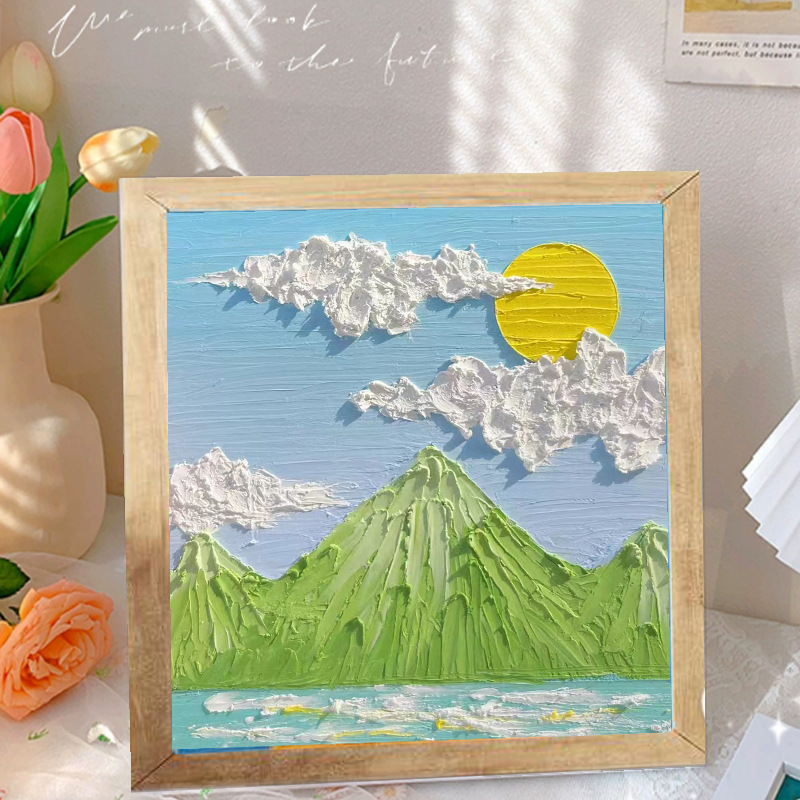 Picture of Solid wood picture frame diy handmade texture painting material package creative three-dimensional relief painting hand-painted digital oil painting decorative painting