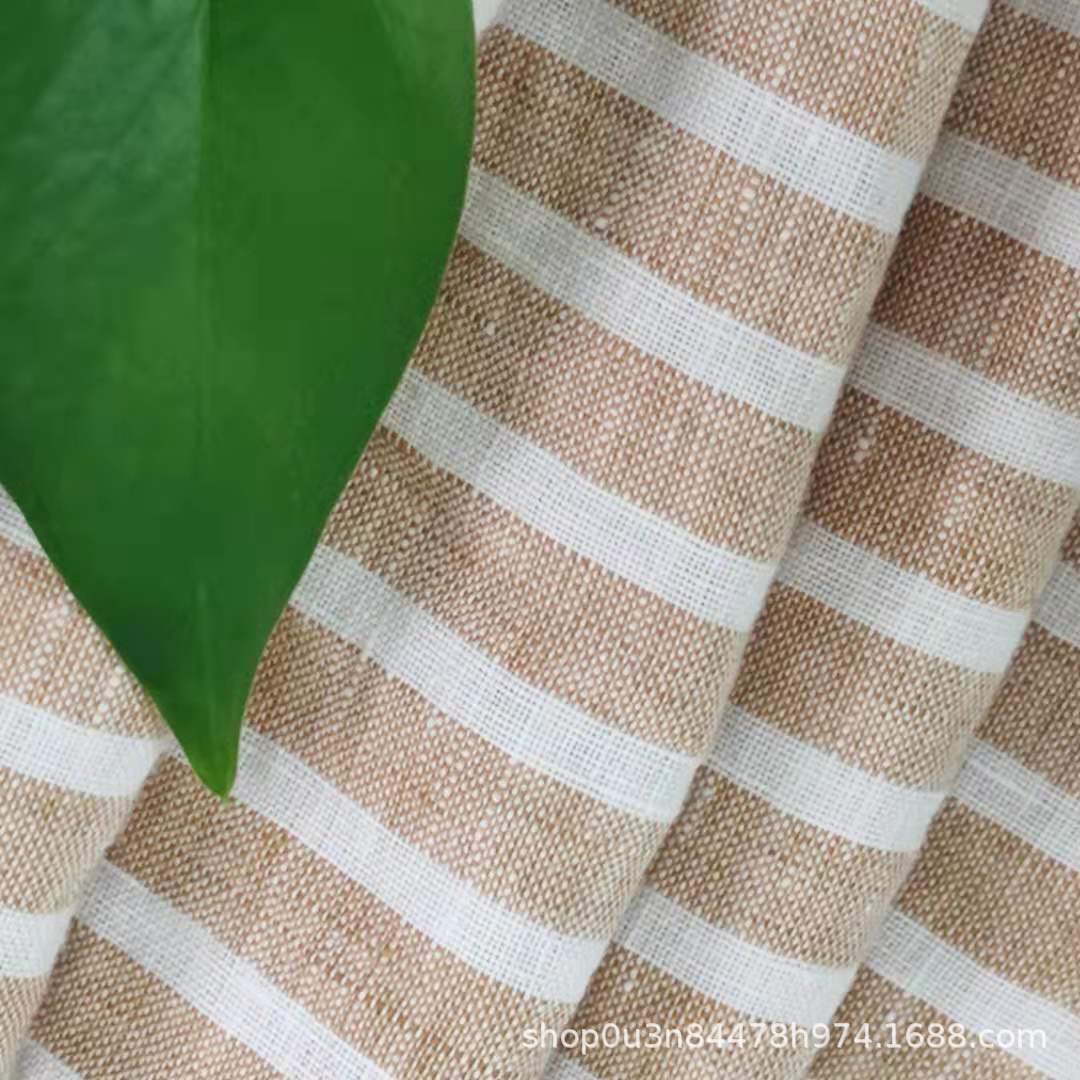 Picture of Pure Linen Yellow and White Strips 280CM Enzyme Washing Material Linen Quilt Cover Fabric Linen Quilt Quilt Washed Cloth