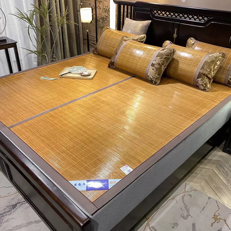 Picture of Summer Summer Mat Carbonized Bamboo Mat Double-sided Foldable Bamboo Mat Household Ice Silk Mat Student Dormitory Rattan Mat Straw Mat