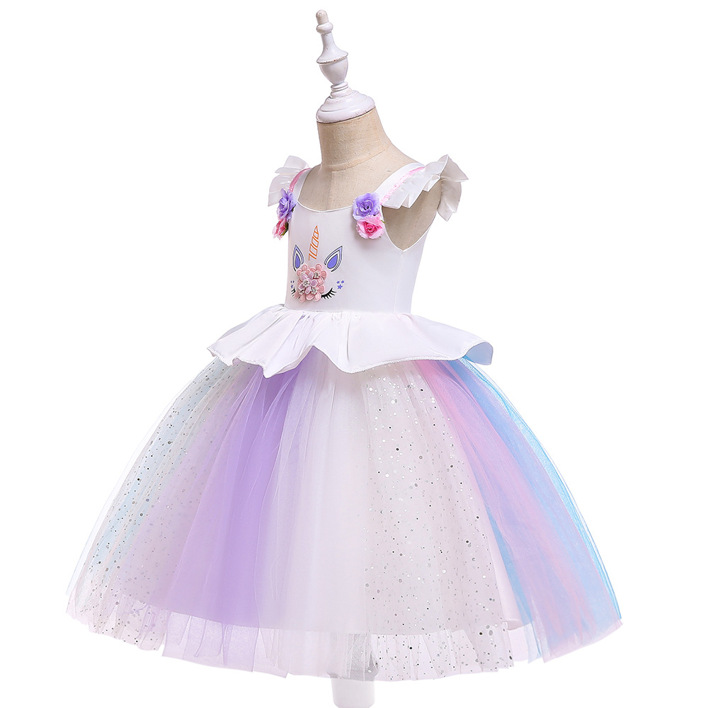 Picture of AliExpress European and American 2020 New Unicorn Children's Dress Princess Dress Children's Wear Girls Flower Girl Wedding Dress
