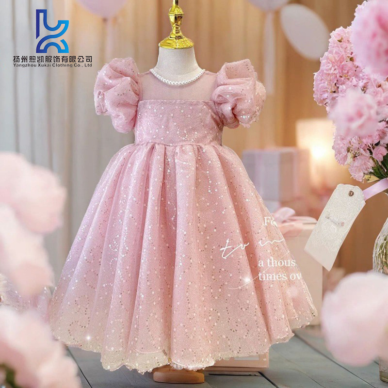 Girls' 2024 Summer New Style Baby Girl Mori dress Summer Bubble Sleeve Hot Style Baby Girl Princess Dress Trendy