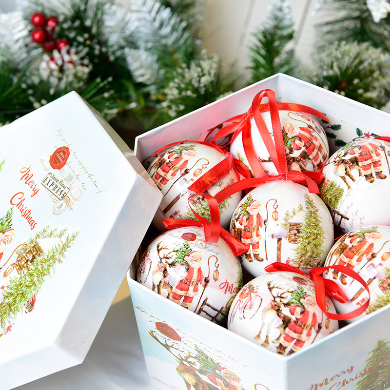 Hong Kong Heng Christmas gift box Christmas tree decoration pendant 7.5cm cartoon painted foam sticker painting Christmas ball suit