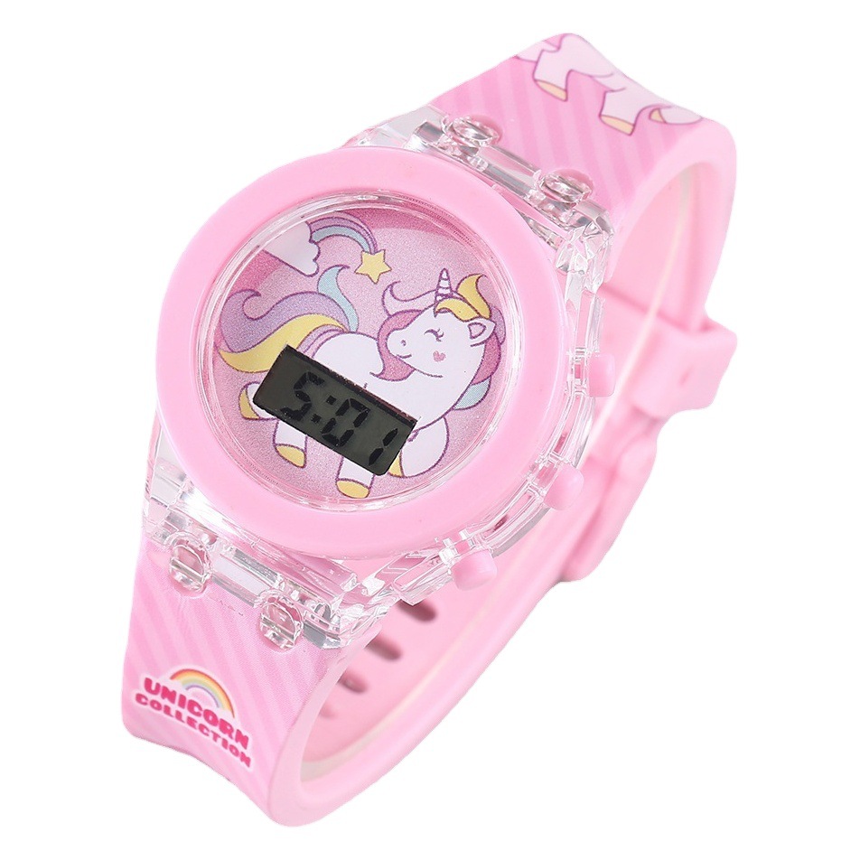 A06976 luminous watch unicorn luminous silicone electronic watch with bracelet (2 pcs/set)