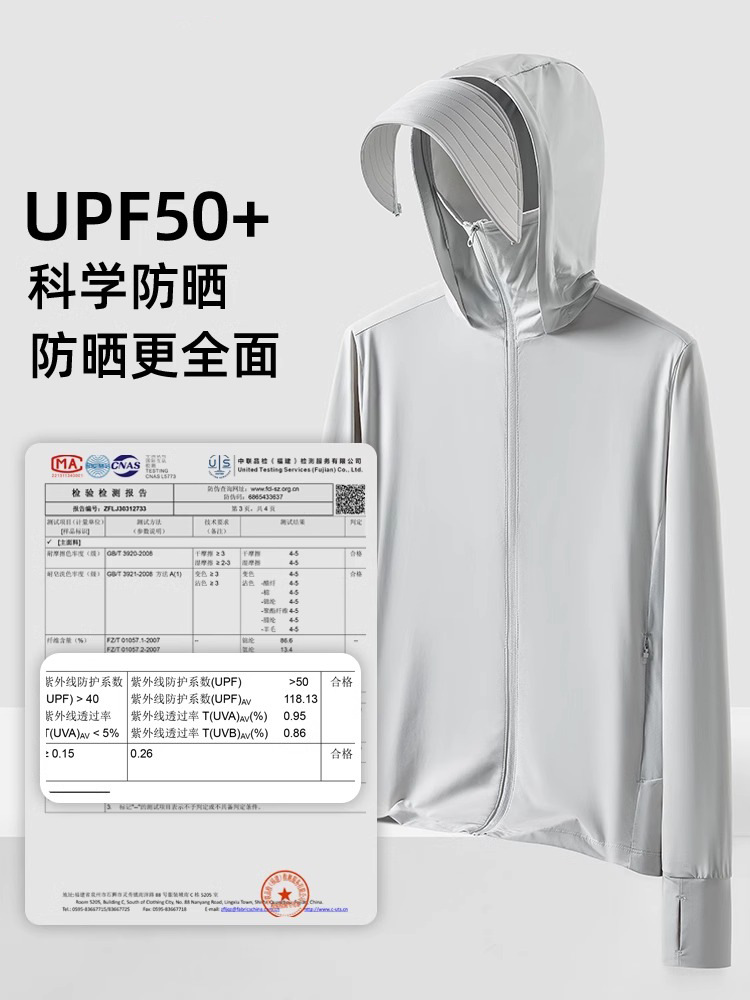 Picture of Original Yarn Ice Silk Sun Protection Clothing for Women Upf50+ Removable Brim Cool Feeling Anti-Uv Outdoor Cycling Sun Protection Clothing for Men