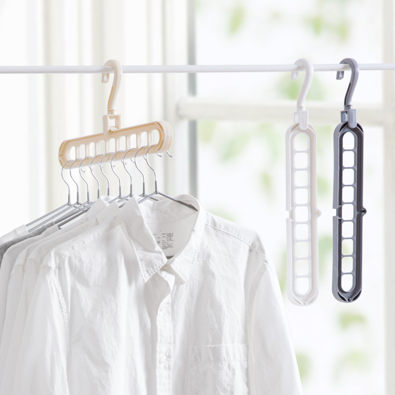 Picture of Tiktok same style nine-hole hanger multi-functional nine-hole rotating magic hanger folding clothes drying rack