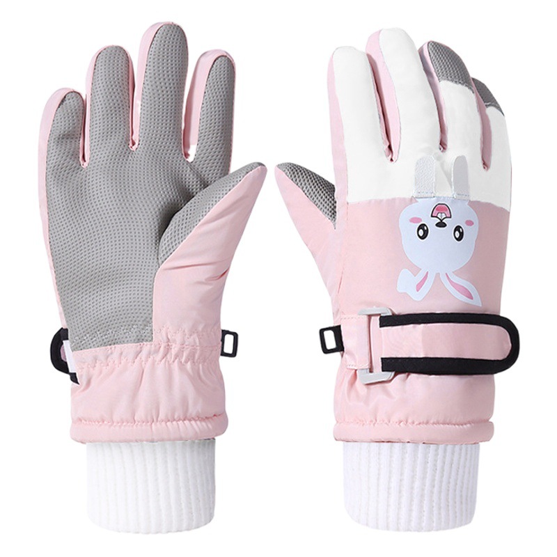 Children's Gloves Winter Warm Ski Waterproof fleece-lined Thickened Cartoon Girls Boys and Girls Cold-proof Snow Gloves