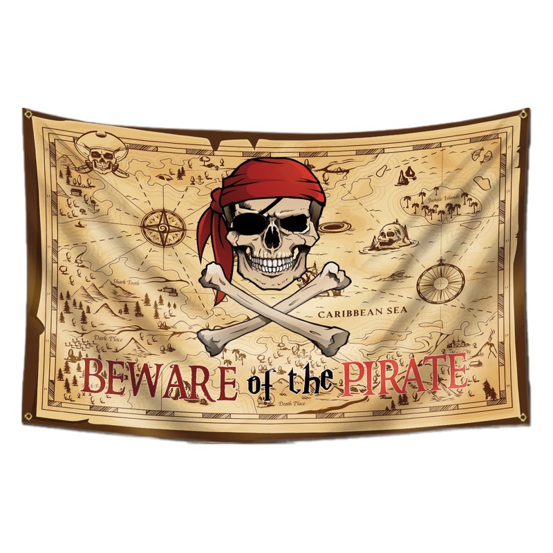 Foreign Trade Cross-border Flag Halloween Pirates Flag Indoor and Outdoor Wall Decoration Halloween Skull
