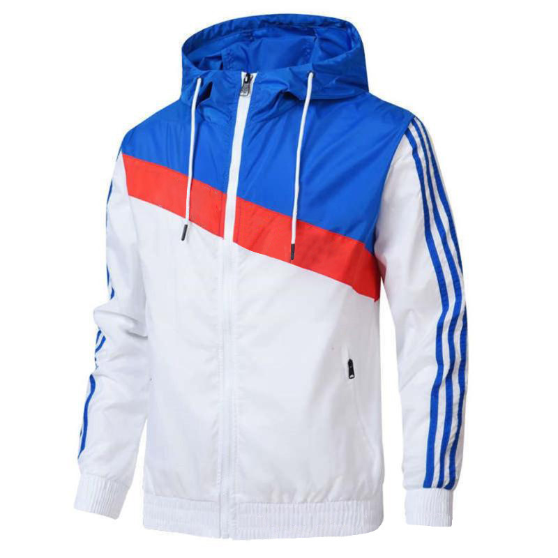 Amazon Cross-Border Men's Spring and Autumn Thin Color-Blocked Breathable Running Jacket Casual Hooded Jacket