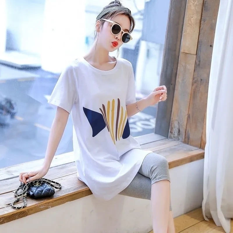 Picture of Maternity Spring and Summer Fashion Casual Base Shirt Thin New Loose Slimming Mid-Length Short-Sleeve Trendy T-Shirt Top