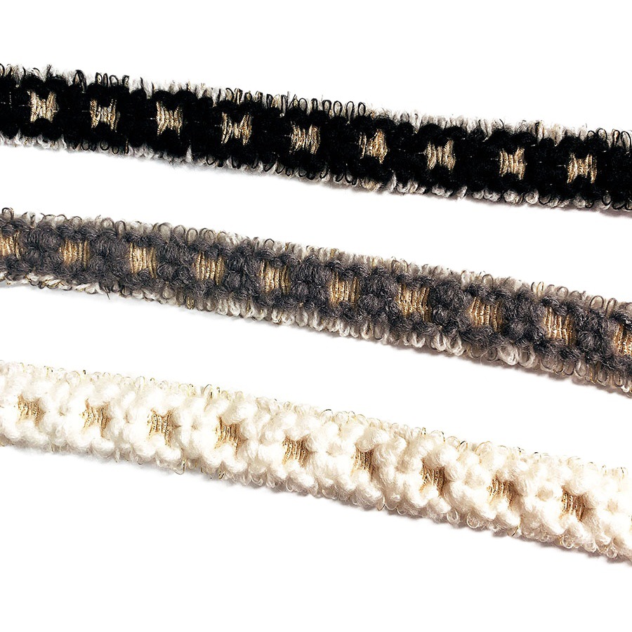 Double-layer small flower black and white small fragrant style with gold silk pressed edge webbing garment accessories leader mouth placket DIY lace