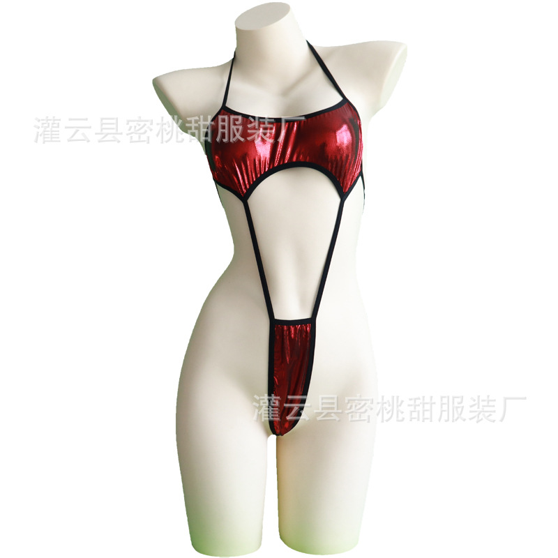 Picture of Erotic underwear, pure desire, bronzing, halterneck, bikini, temptation, sexy, sexy, three-point lace-up one-piece clothing, drop delivery