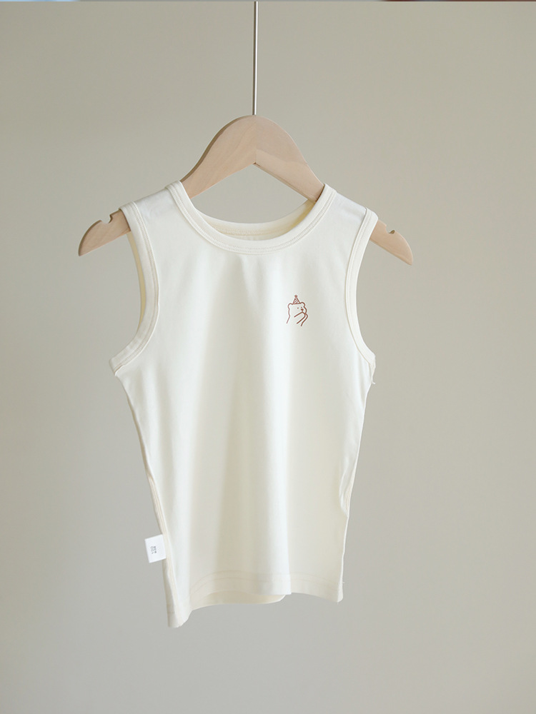 Picture of 2025 new summer children's boneless cartoon vest for boys and girls baby sky bamboo cotton thin bottoming sleeveless t outer wear