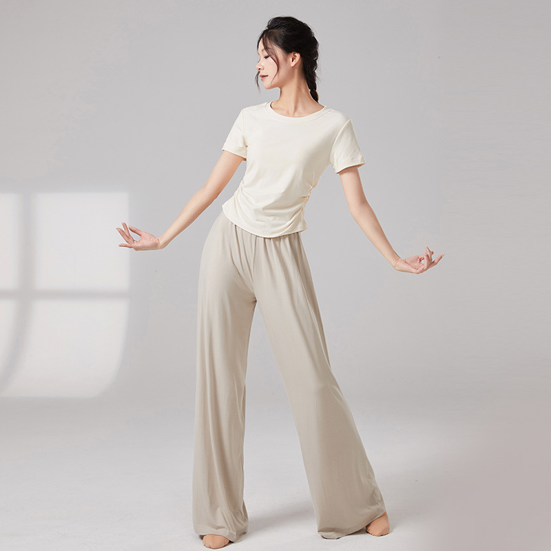 Picture of Women's dance costumes, adult body training suits, modern dance wear, ballet practice wear, crew neck slimming classical dance costumes