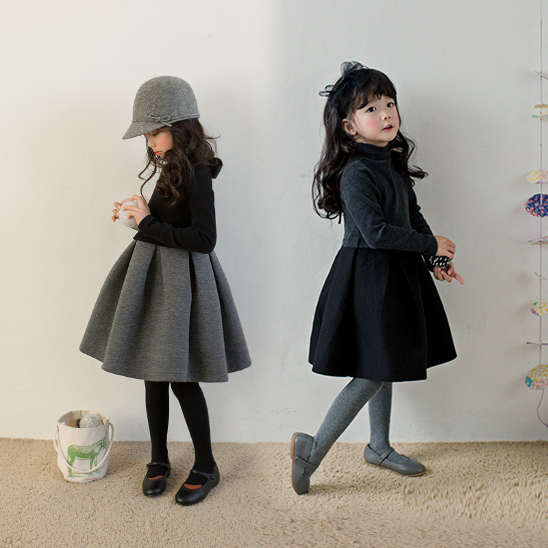 Picture of Girls' Winter Dress Air Layer Girls' Korean Style Children's Wear Fleece-Lined Baby Girl Princess Dress Spring and Autumn Western Style