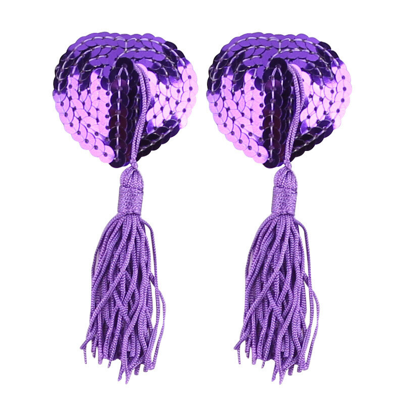 Picture of Sexy lingerie accessories heart-shaped chest stickers silicone bra tassel heart-shaped sequins sexy breast stickers wholesale 5032