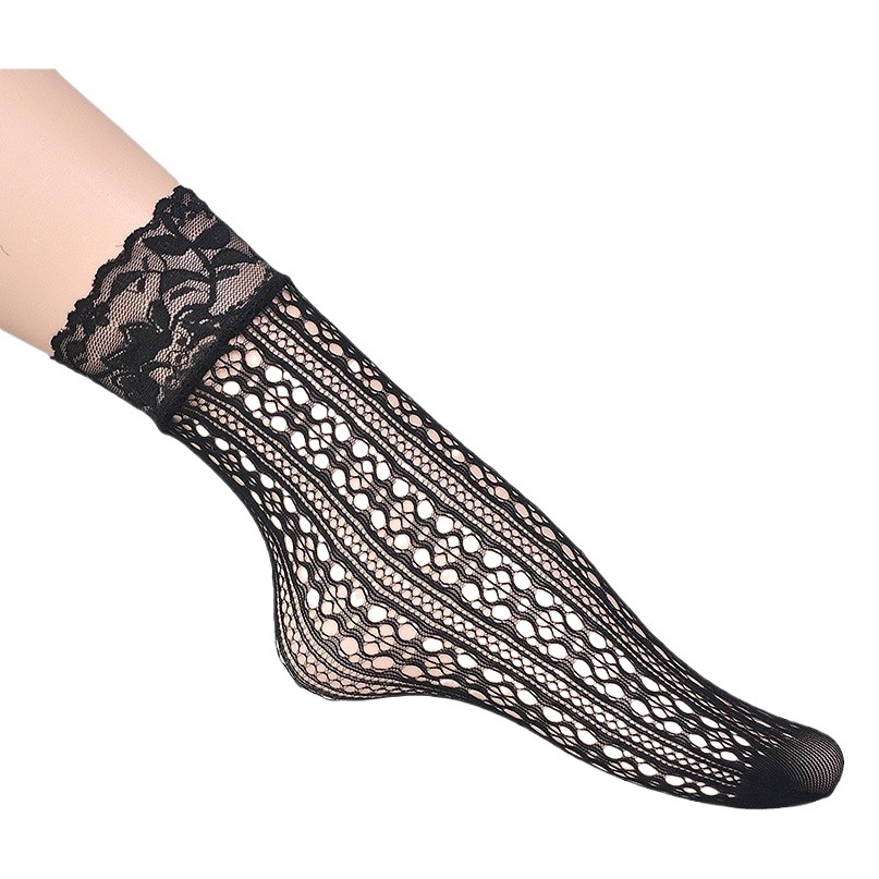 Summer Socks Cut Out Sexy Black Socks Women's European and American Stockings Thin Jacquard Fishnet Stockings Summary