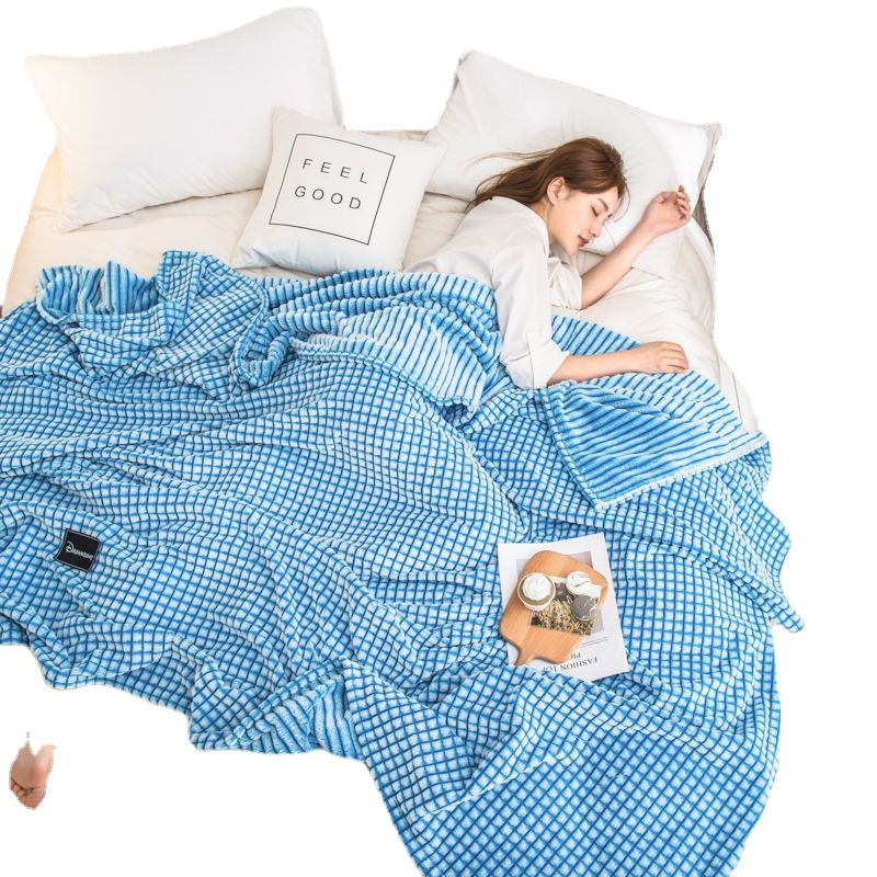 Picture of Blanket Quilt Coral Fleece Bed Sheet Blanket Bed Sheet Human Milk Fleece Thickened Flannel Winter Dormitory Student Fleece Blanket